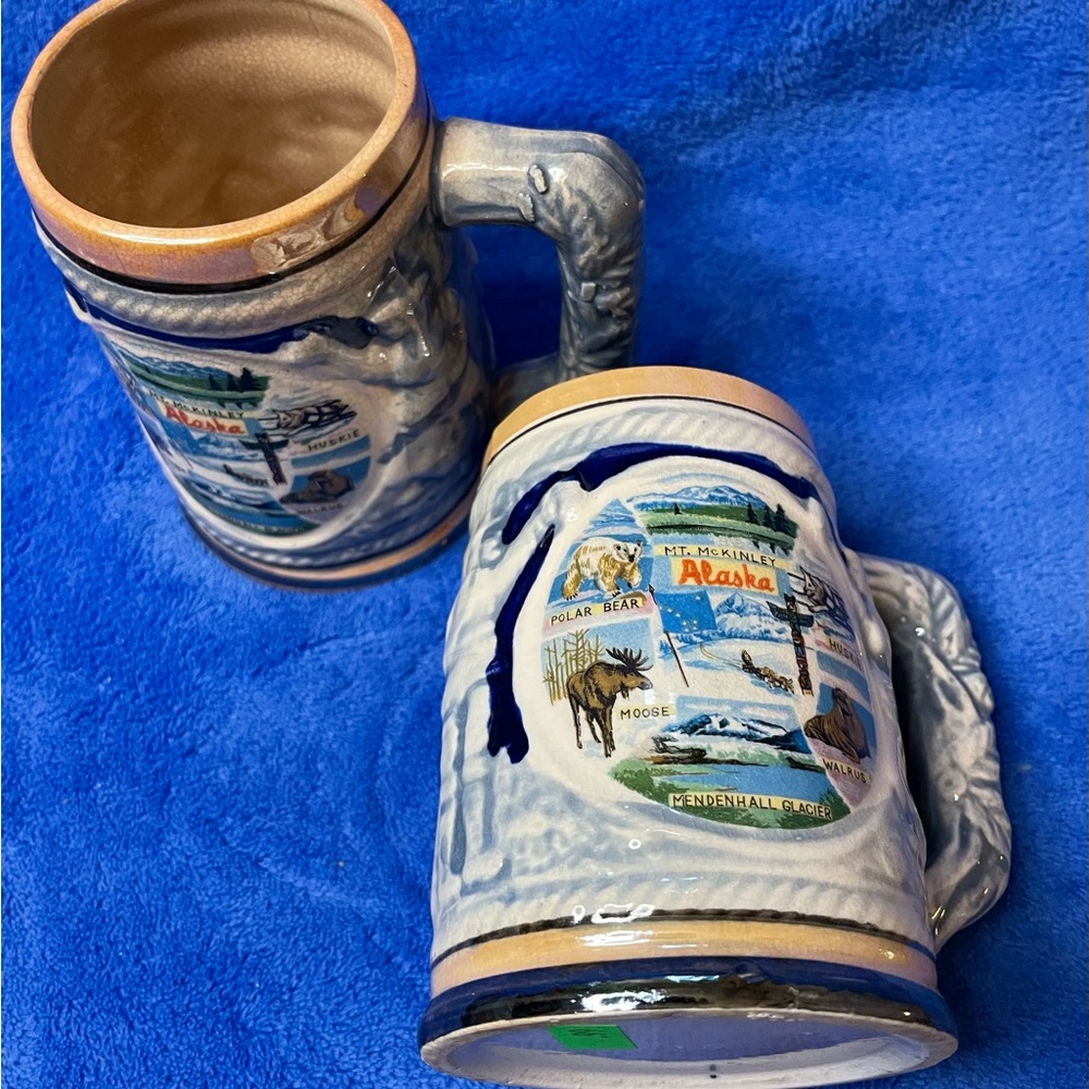 VINTAGE Souvenir Steins Lot of 2 ALASKA